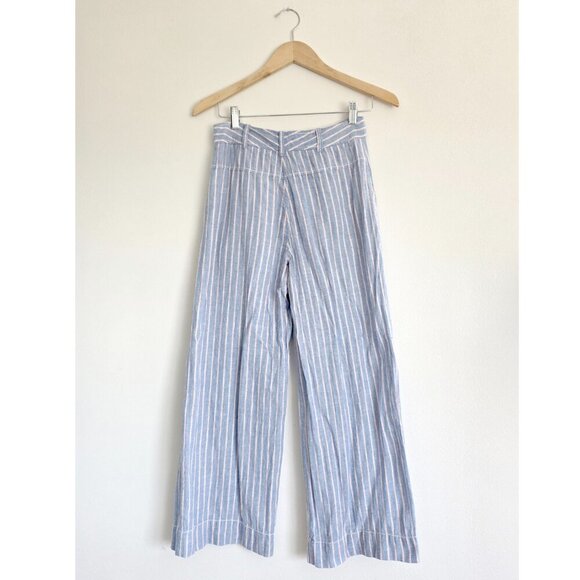 Max Studio London Coastal Linen Blend Striped Wide Leg Pants - Picture 7 of 9